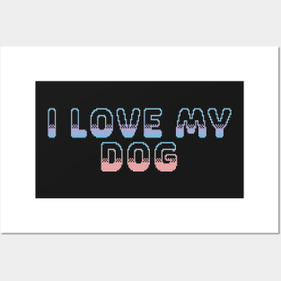 I Love My Dog Classic Video Game Graphic Peach Purple Blue Gradient Posters and Art